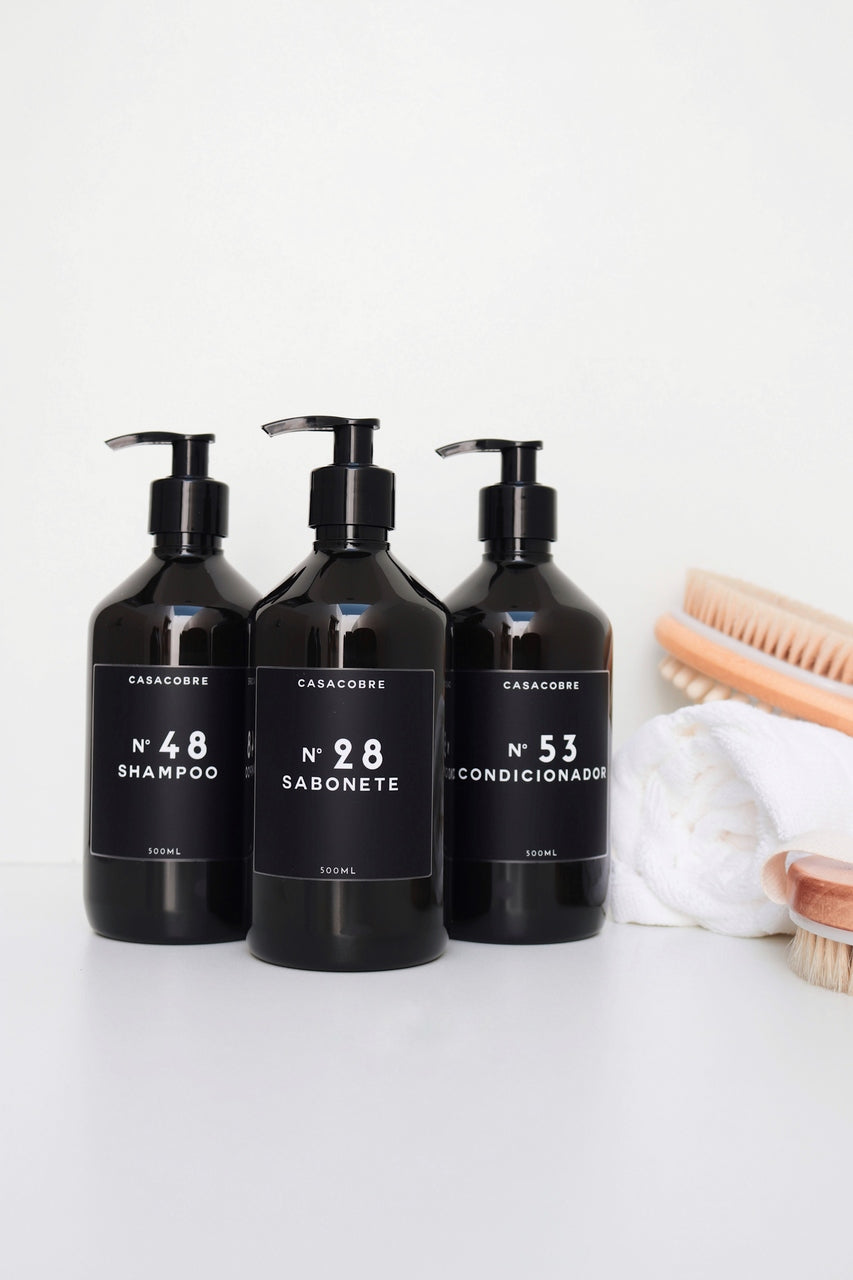 Frasco Black Banheiro Completo 500ml - 3 Peças
