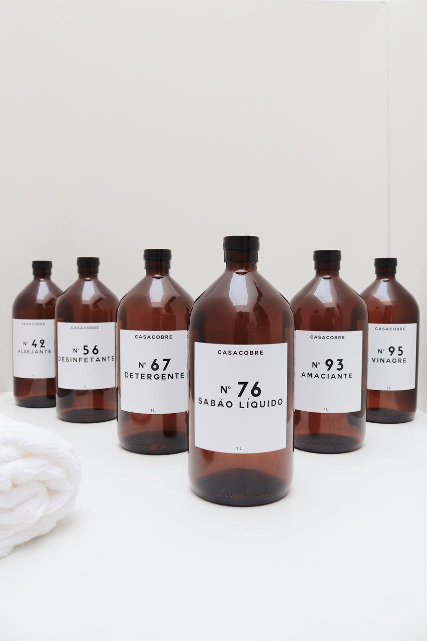 Frasco Vidro Âmbar Lavanderia 1L - Desinfetante