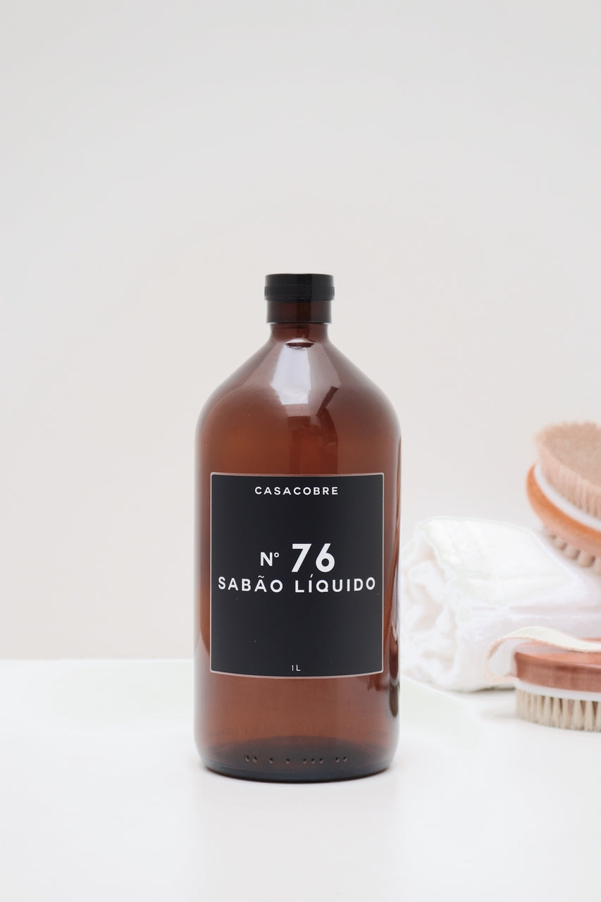Frasco Vidro Âmbar Lavanderia 1L - Sabão Líquido
