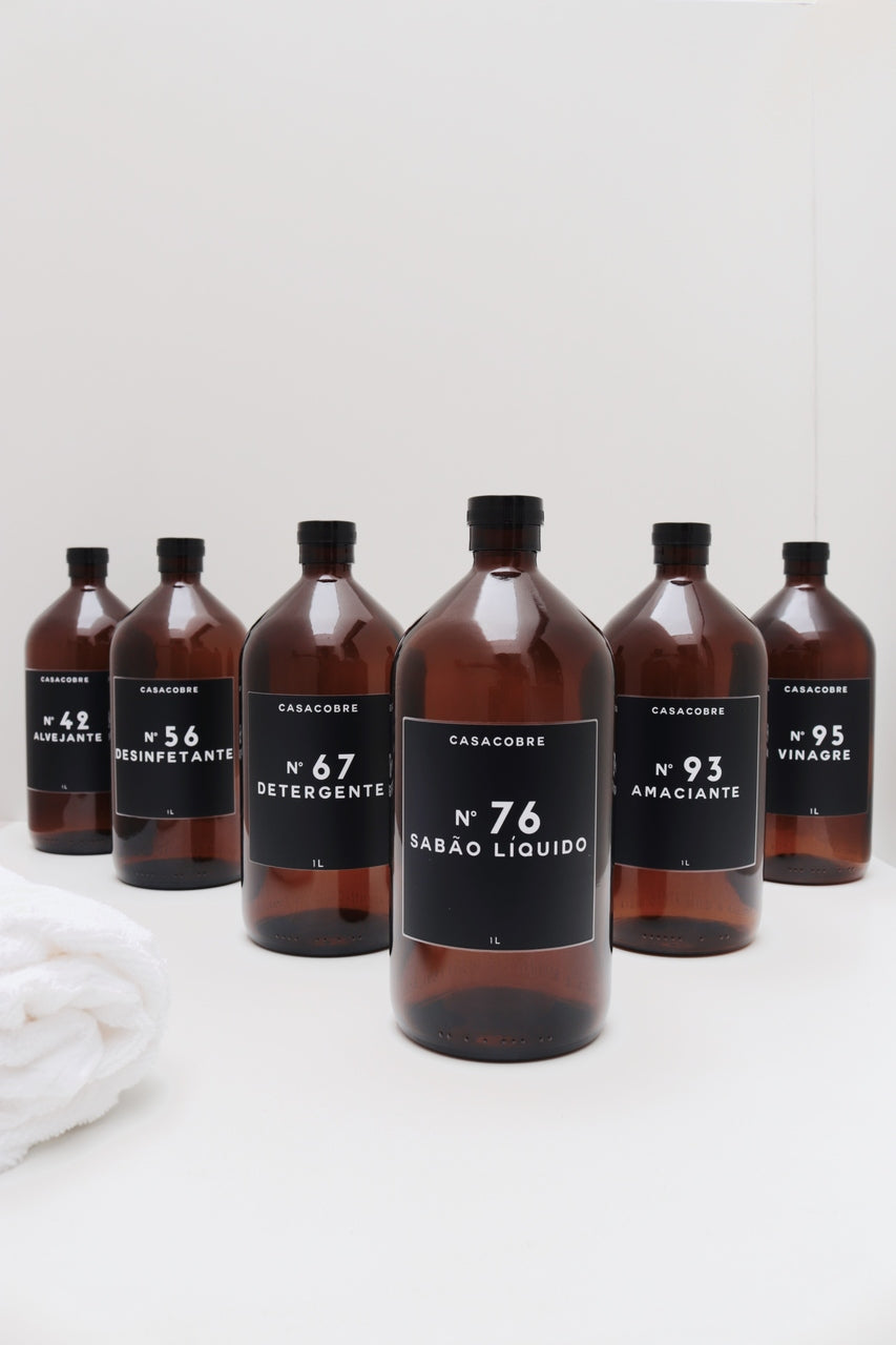 Frasco Vidro Âmbar Lavanderia 1L - Desinfetante